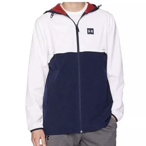 Under Armour Ua Jacket Men's Hoodie Loose Fit Navy Blue White